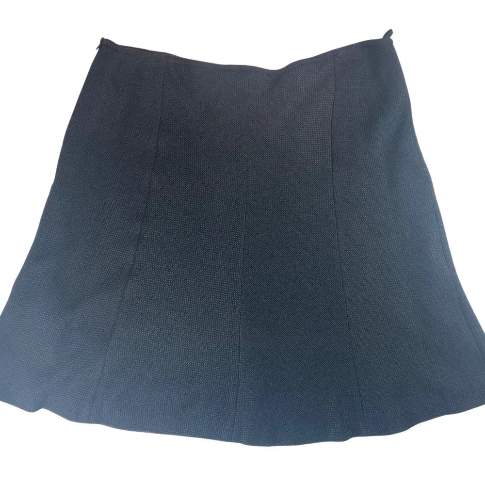 Rena Lange Black Textured Knit‎ A-Line Skirt Silk Blend Made in Germany Size 14